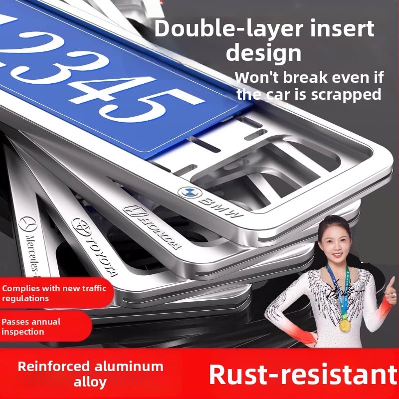 Universalni okvir za registarske pločice — aluminijska legura i karbonska vlakna, Model 1.0/1.2, Kompatibilan sa svim pločicama, Marka .suzeda, Podrijetlo Zhejiang-Ningbo