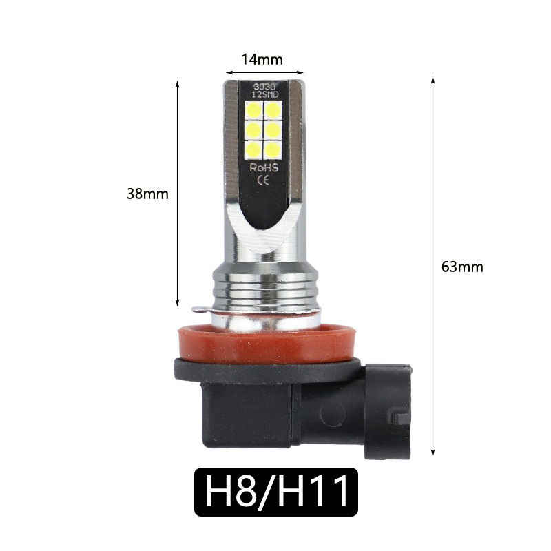 LED φως ομίχλης αυτοκινήτου, 3030 12SMD LED, 12V, 12W, διπλής όψεως υψηλής φωτεινότητας, 1200LM