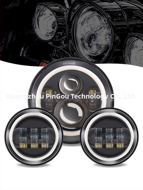 Harley miglu lukturu komplekts: 1 primārais lukturis + 2 miglas lukturi, LED 12V, IP67, 60W, alumīnija sakausējuma korpuss, kalpošanas laiks 30000h