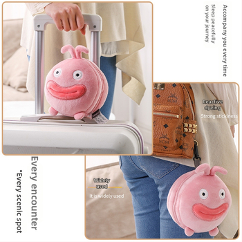 Pernă de călătorie în formă de U, cu mască de ochi încorporată, design cu animal de desen animat, țesătură pluș, umplutură PP bumbac, pentru adulți