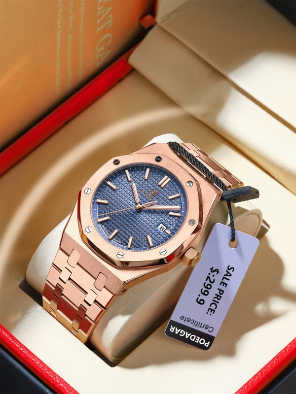 Férfi karóra • PE90 kvarc mozgás • 30 m vízállóság • Világító számlap • Naptár • Rozsdamentes acél szíj