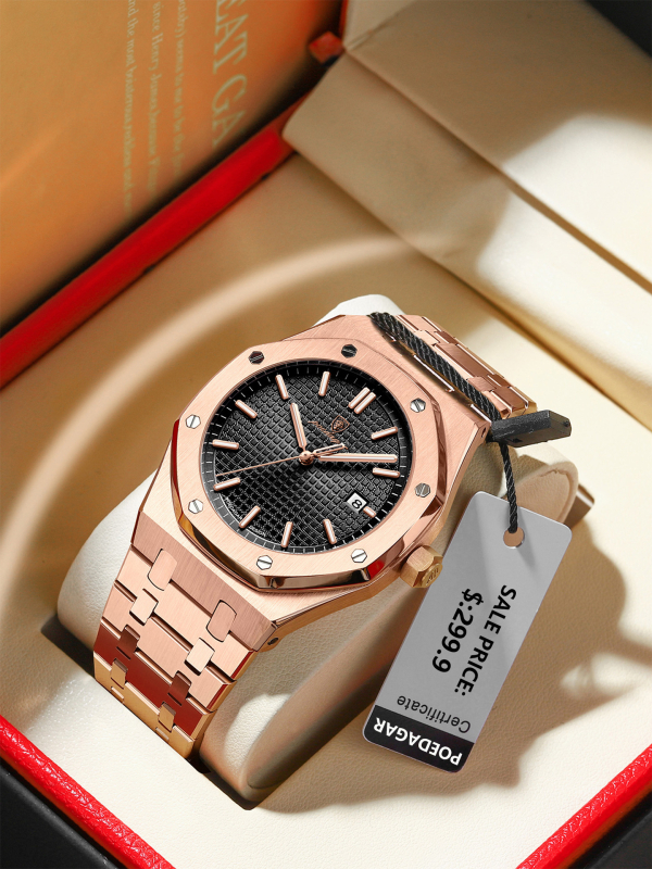 Férfi karóra • PE90 kvarc mozgás • 30 m vízállóság • Világító számlap • Naptár • Rozsdamentes acél szíj