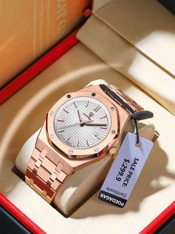 Férfi karóra • PE90 kvarc mozgás • 30 m vízállóság • Világító számlap • Naptár • Rozsdamentes acél szíj