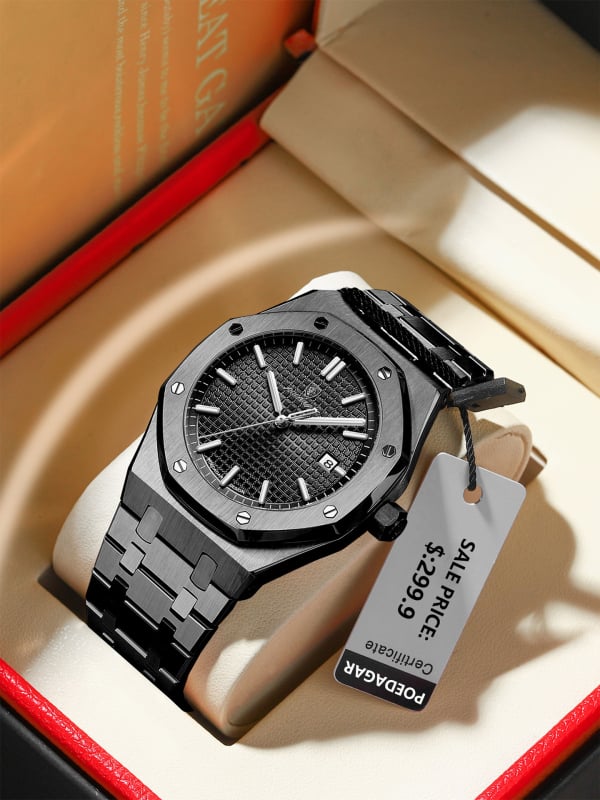 Férfi karóra • PE90 kvarc mozgás • 30 m vízállóság • Világító számlap • Naptár • Rozsdamentes acél szíj