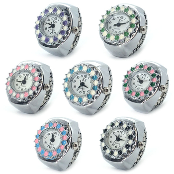 Ceas inel cu cuarț, mișcare SL68, afișaj analogic, carcasă și curea din aliaj