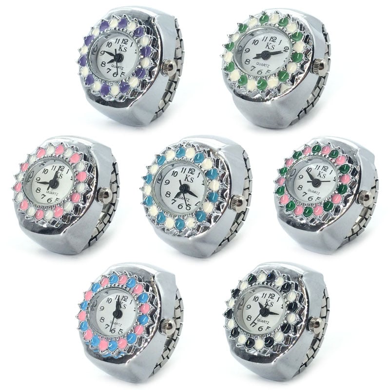 Ceas inel cu cuarț, mișcare SL68, afișaj analogic, carcasă și curea din aliaj