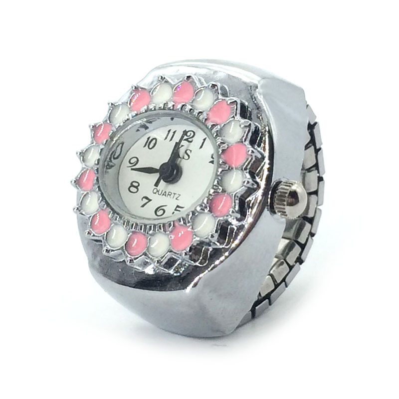 Ceas inel cu cuarț, mișcare SL68, afișaj analogic, carcasă și curea din aliaj