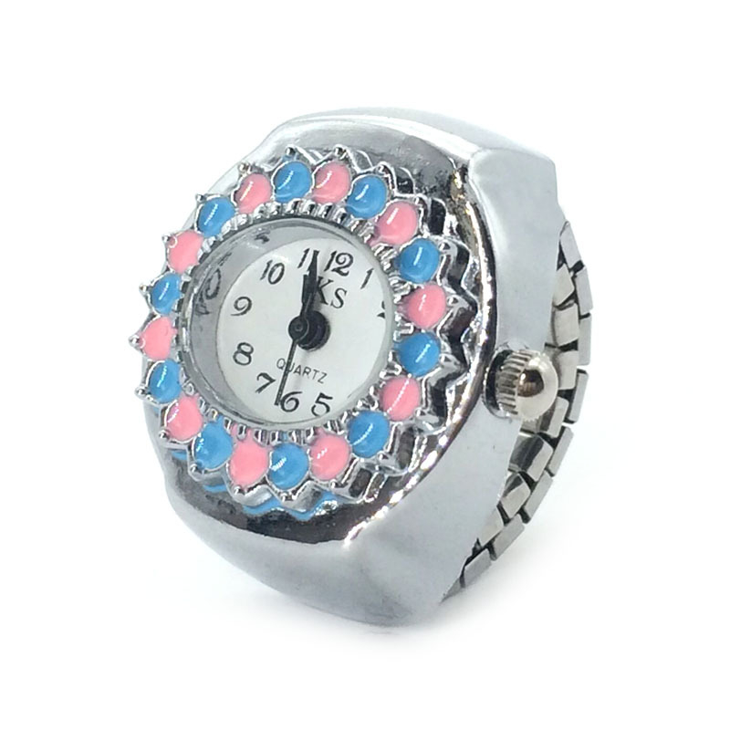 Ceas inel cu cuarț, mișcare SL68, afișaj analogic, carcasă și curea din aliaj
