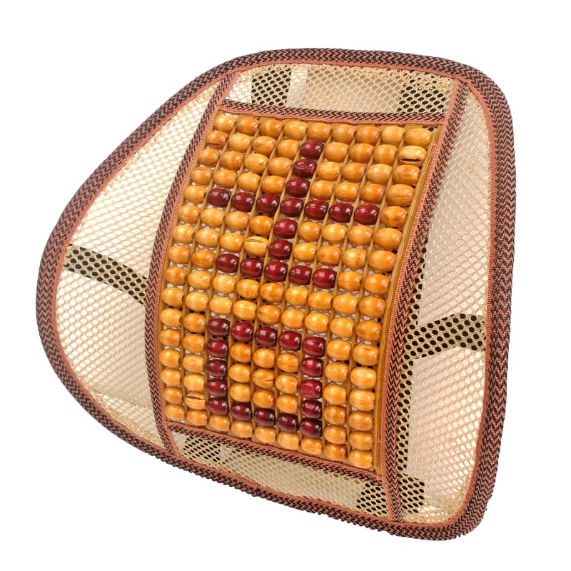 Auto jostas atbalsta spilvens ar koka pērlītēm – Kaixiang, pildījums no koka pērlītēm, raksts Ķīnas mezglu ar labvēlīgu zīmi