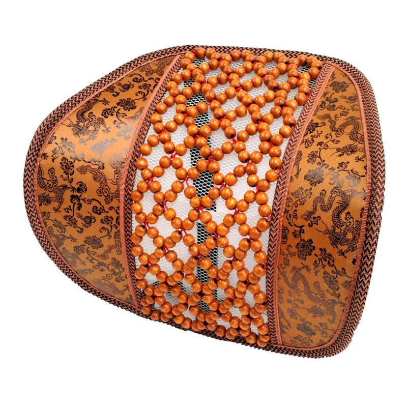 Auto jostas atbalsta spilvens ar koka pērlītēm – Kaixiang, pildījums no koka pērlītēm, raksts Ķīnas mezglu ar labvēlīgu zīmi