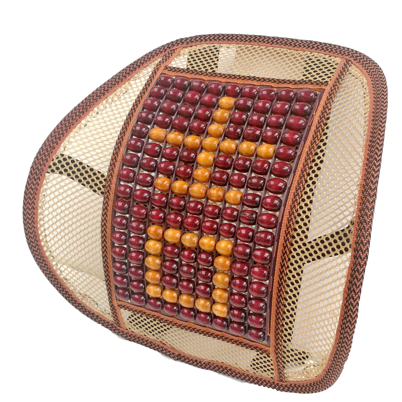 Auto jostas atbalsta spilvens ar koka pērlītēm – Kaixiang, pildījums no koka pērlītēm, raksts Ķīnas mezglu ar labvēlīgu zīmi