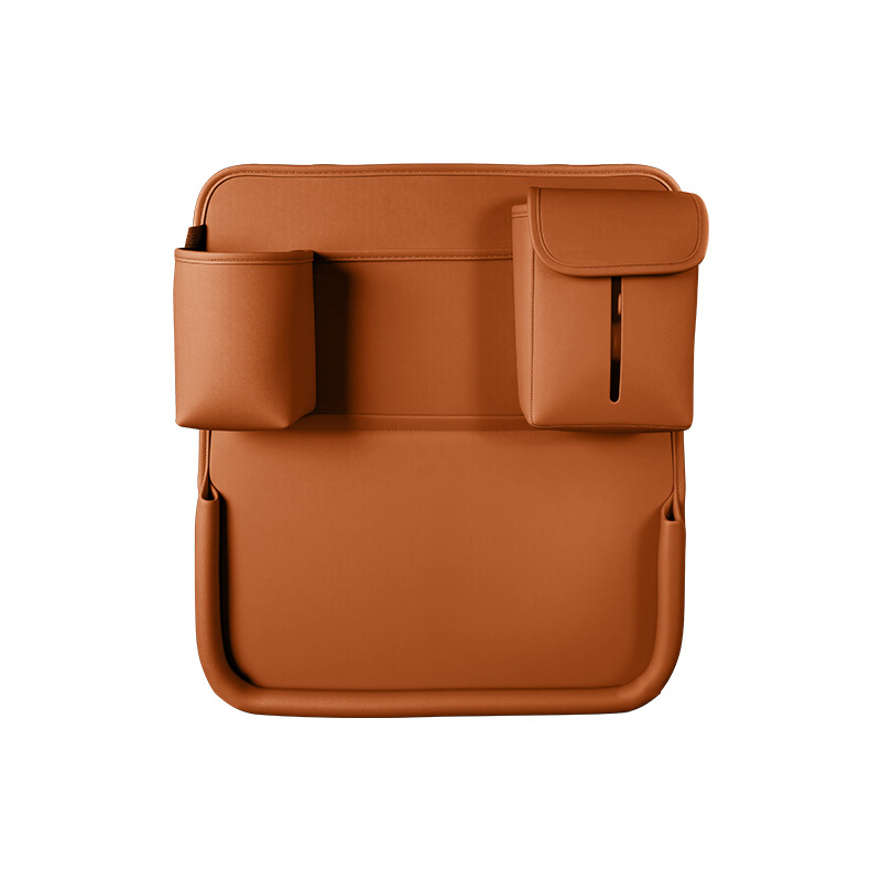 Automobilio galinės sėdynės sulankstomas stalas su didele talpa — daugiafunkcis, skirtas valgyti, mokytis ir naudotis planšetiniu kompiuteriu; odos medžiaga; sieninis montavimas; universalus suderinamumas