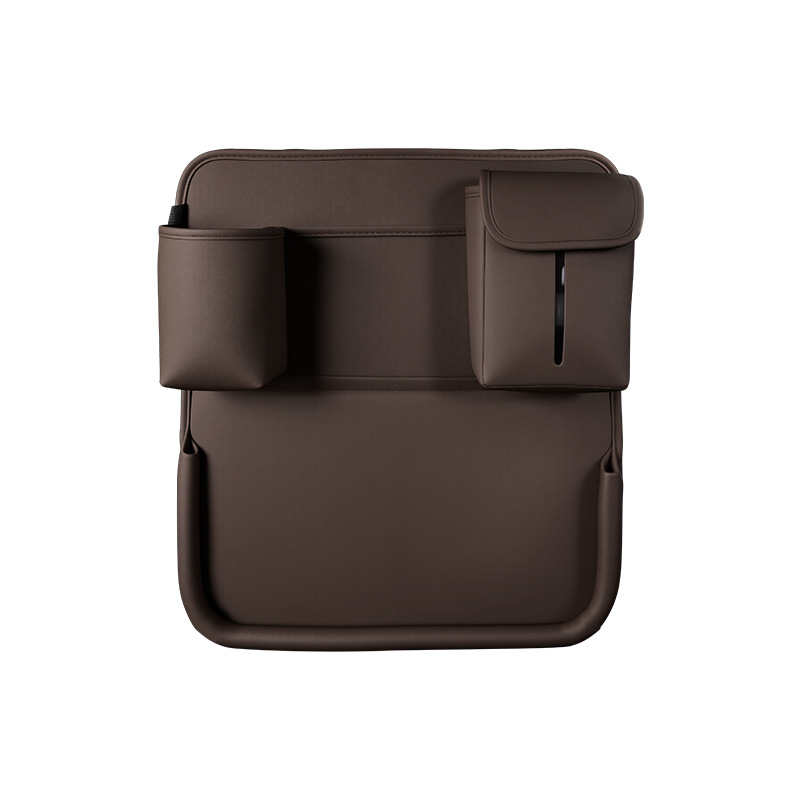 Automobilio galinės sėdynės sulankstomas stalas su didele talpa — daugiafunkcis, skirtas valgyti, mokytis ir naudotis planšetiniu kompiuteriu; odos medžiaga; sieninis montavimas; universalus suderinamumas