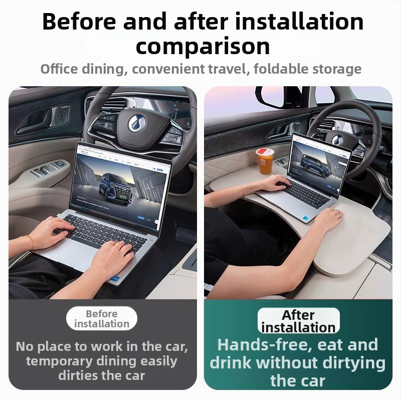 Сгъваема дървена маса за кола за хранене със щипков монтаж, подходяща за общи автомобили.