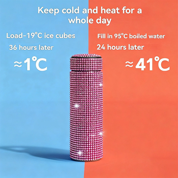 Nerūsējošā tērauda izolēta automašīnas krūze ar dimanta ieklājumu – pārnēsājams ceļojumu ūdens pudele