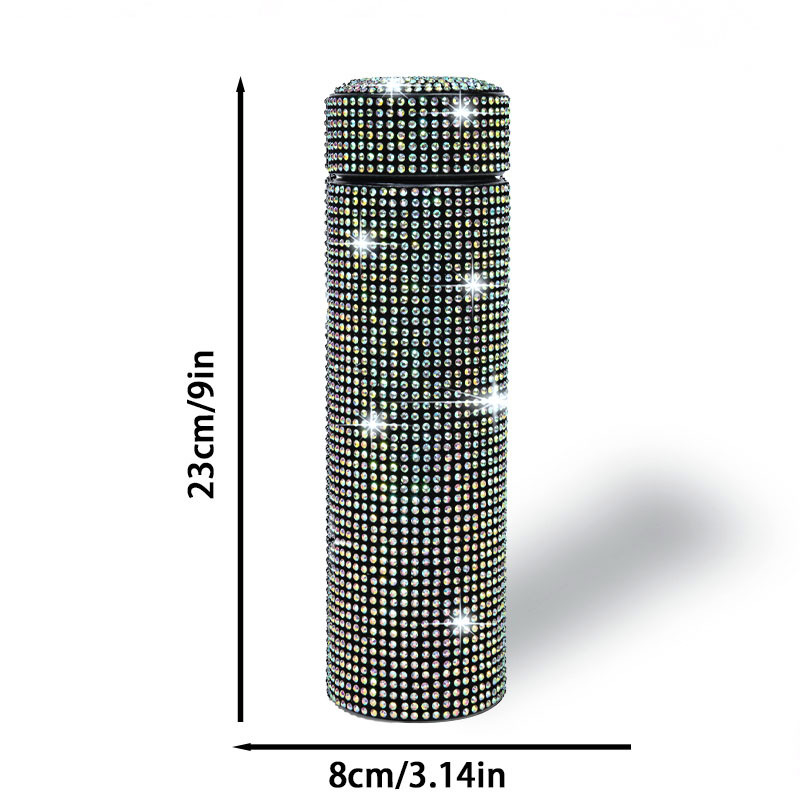 Nerūsējošā tērauda izolēta automašīnas krūze ar dimanta ieklājumu – pārnēsājams ceļojumu ūdens pudele