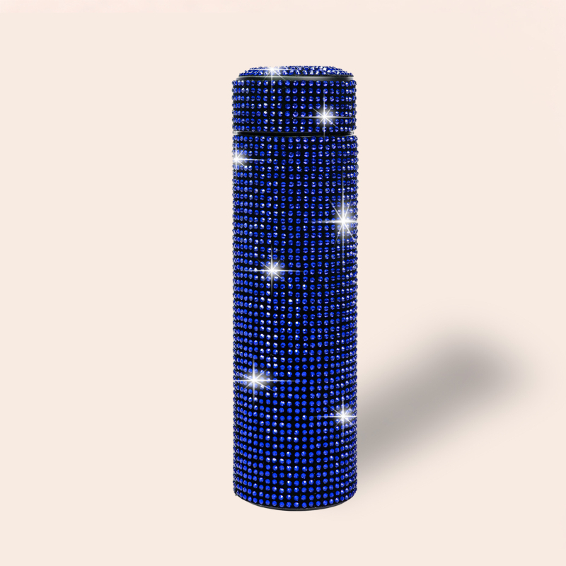 Nerūsējošā tērauda izolēta automašīnas krūze ar dimanta ieklājumu – pārnēsājams ceļojumu ūdens pudele