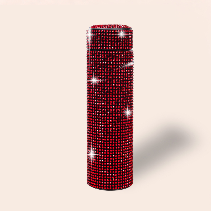 Nerūsējošā tērauda izolēta automašīnas krūze ar dimanta ieklājumu – pārnēsājams ceļojumu ūdens pudele