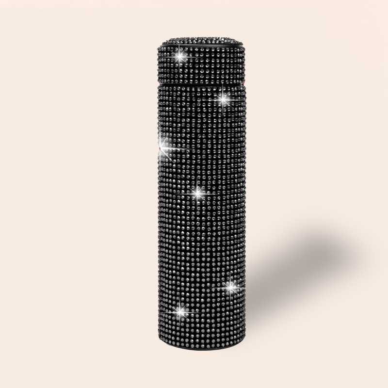 Nerūsējošā tērauda izolēta automašīnas krūze ar dimanta ieklājumu – pārnēsājams ceļojumu ūdens pudele