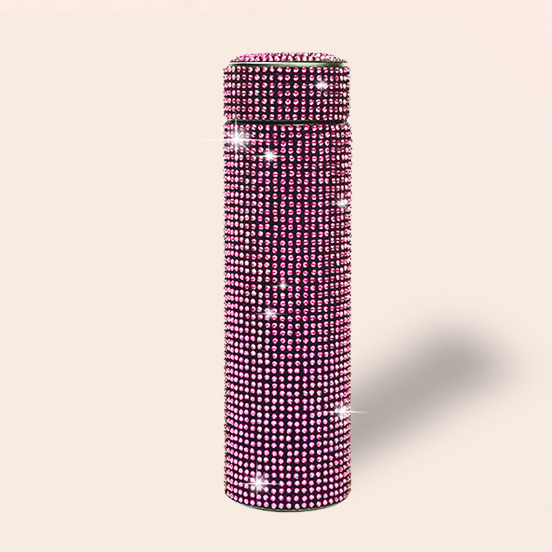 Nerūsējošā tērauda izolēta automašīnas krūze ar dimanta ieklājumu – pārnēsājams ceļojumu ūdens pudele