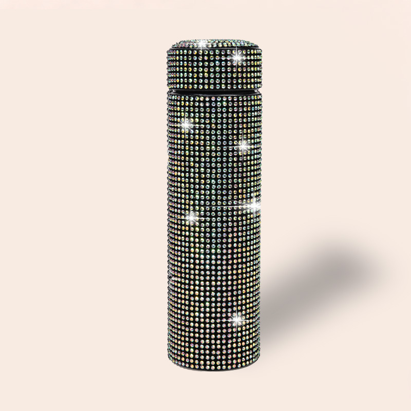 Nerūsējošā tērauda izolēta automašīnas krūze ar dimanta ieklājumu – pārnēsājams ceļojumu ūdens pudele