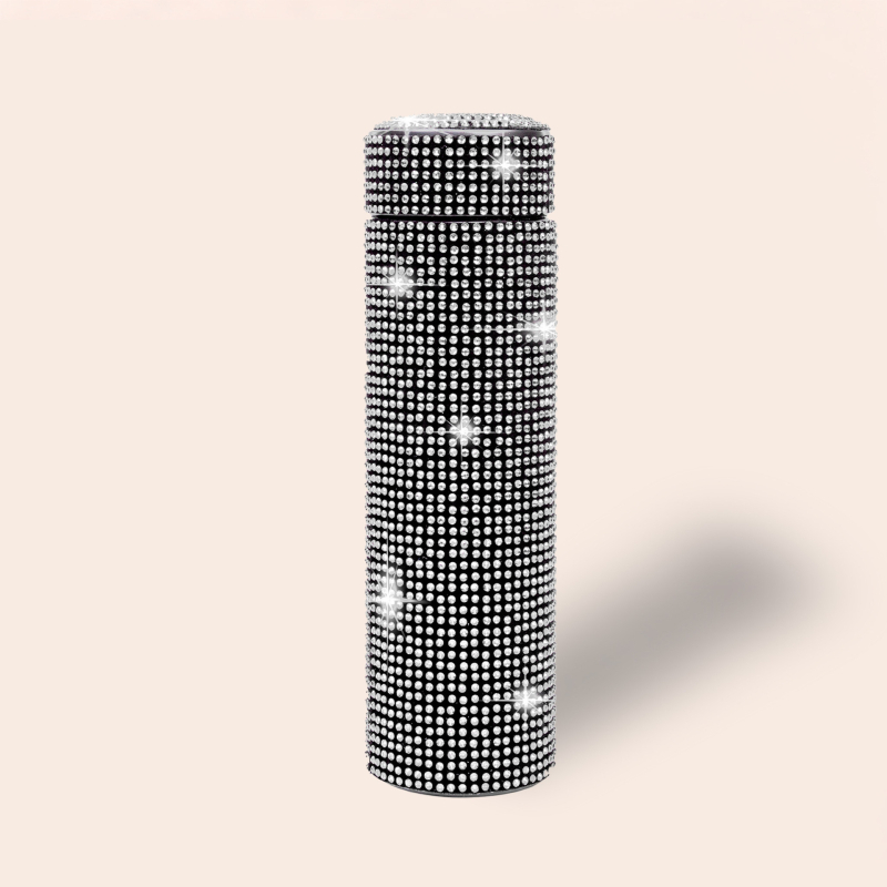 Nerūsējošā tērauda izolēta automašīnas krūze ar dimanta ieklājumu – pārnēsājams ceļojumu ūdens pudele