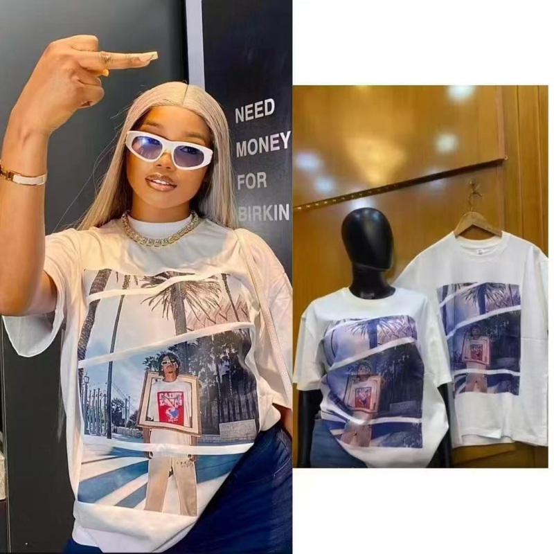 Женска свободна памучна тениска с принт на аниме персонажи, къс ръкав, кръгло деколте, есен 2025