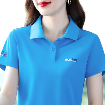 Памучна тениска с къс ръкав и поло яка, печатен дизайн, 95% памук, лято 2025