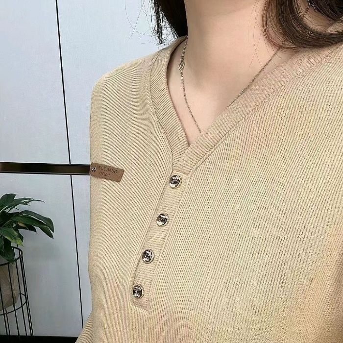 Дамска тениска с качулка и дълъг ръкав, полиестер, едноцветна, V-образна яка