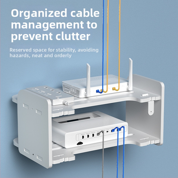 Стелаж за рутер и сет‑топ бокс – стенен монтаж, PVC, модел Uh, прост стил