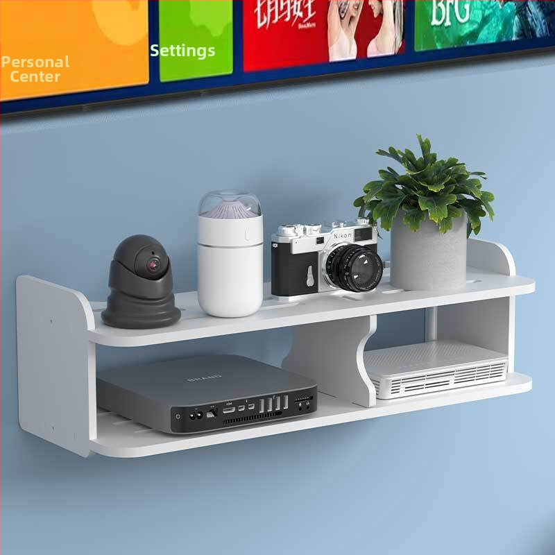 Стелаж за рутер и сет‑топ бокс – стенен монтаж, PVC, модел Uh, прост стил