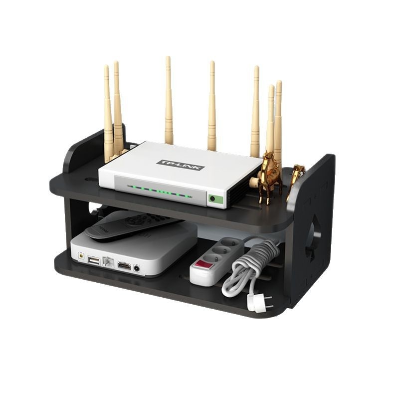 Стелаж за рутер и сет‑топ бокс – стенен монтаж, PVC, модел Uh, прост стил