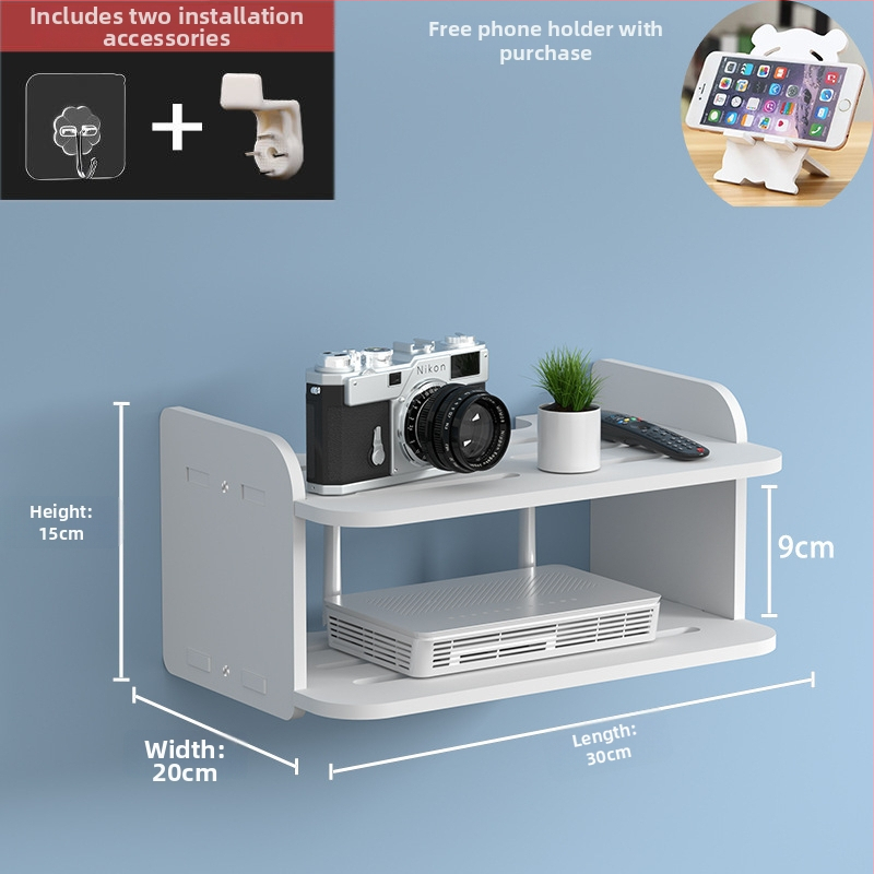 Стелаж за рутер и сет‑топ бокс – стенен монтаж, PVC, модел Uh, прост стил