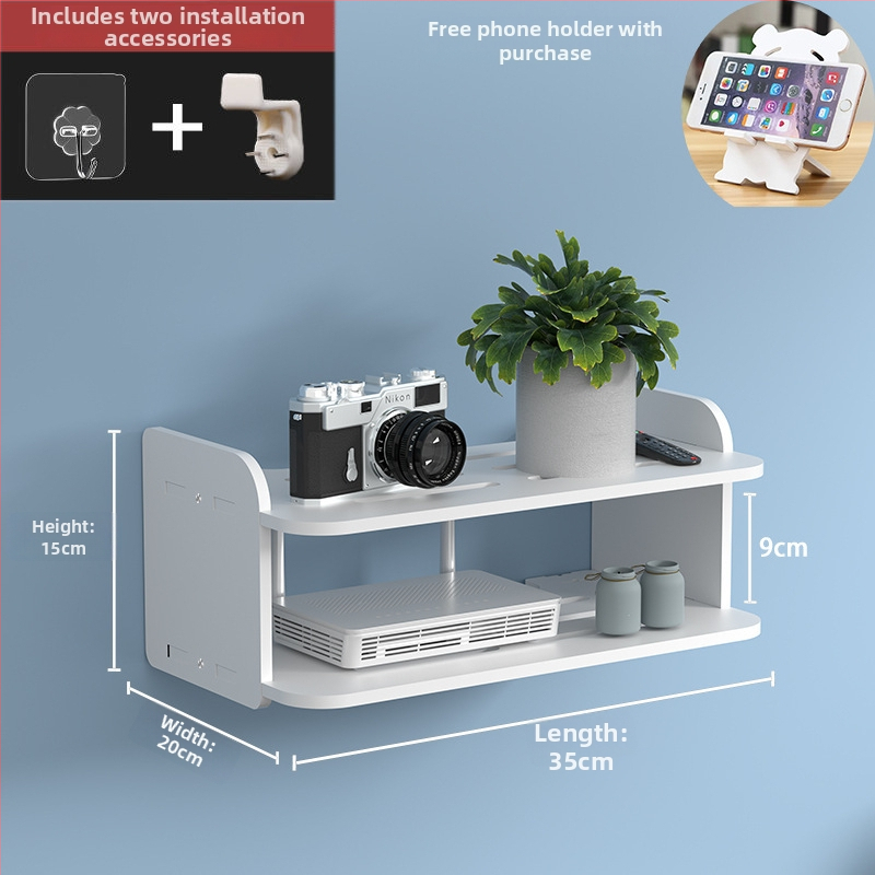 Стелаж за рутер и сет‑топ бокс – стенен монтаж, PVC, модел Uh, прост стил