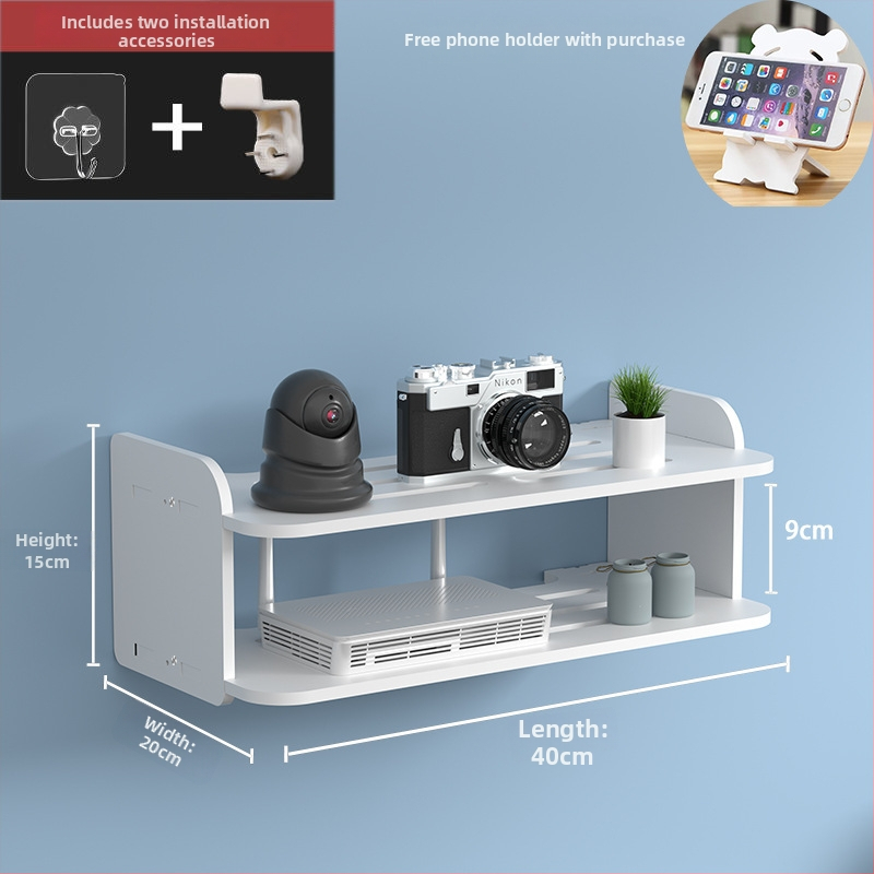 Стелаж за рутер и сет‑топ бокс – стенен монтаж, PVC, модел Uh, прост стил