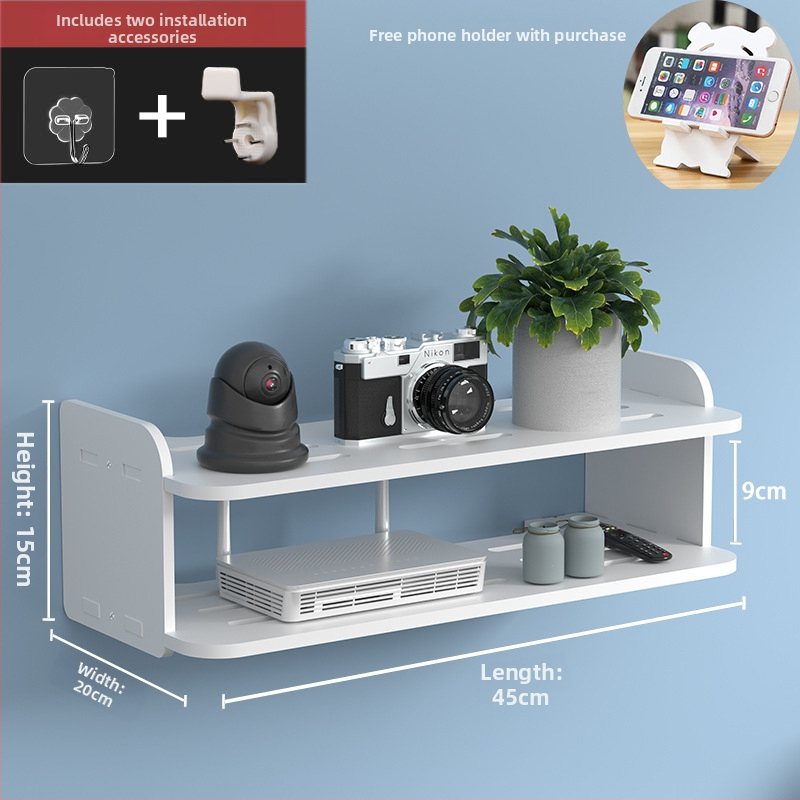 Стелаж за рутер и сет‑топ бокс – стенен монтаж, PVC, модел Uh, прост стил