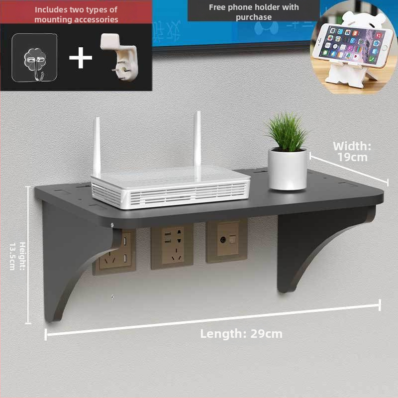 Стелаж за рутер и сет‑топ бокс – стенен монтаж, PVC, модел Uh, прост стил