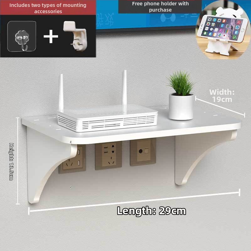 Стелаж за рутер и сет‑топ бокс – стенен монтаж, PVC, модел Uh, прост стил