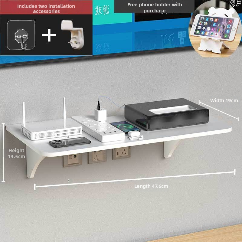 Стелаж за рутер и сет‑топ бокс – стенен монтаж, PVC, модел Uh, прост стил