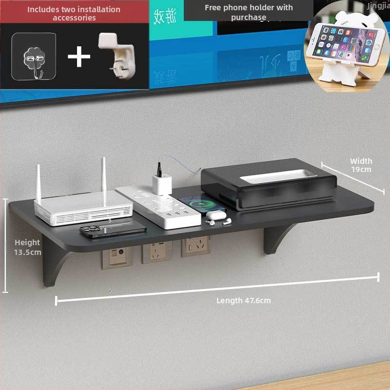 Стелаж за рутер и сет‑топ бокс – стенен монтаж, PVC, модел Uh, прост стил