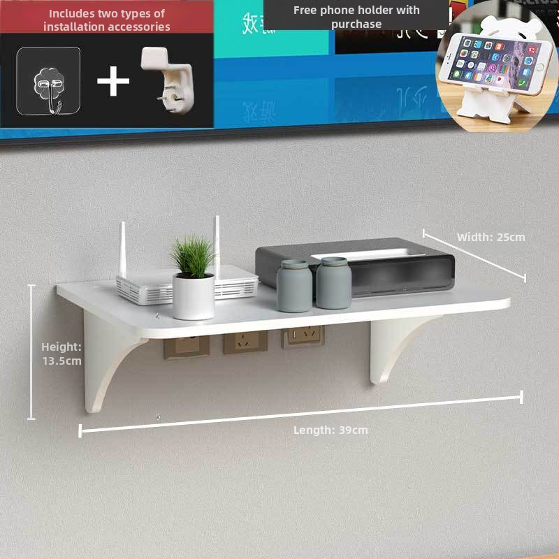 Стелаж за рутер и сет‑топ бокс – стенен монтаж, PVC, модел Uh, прост стил