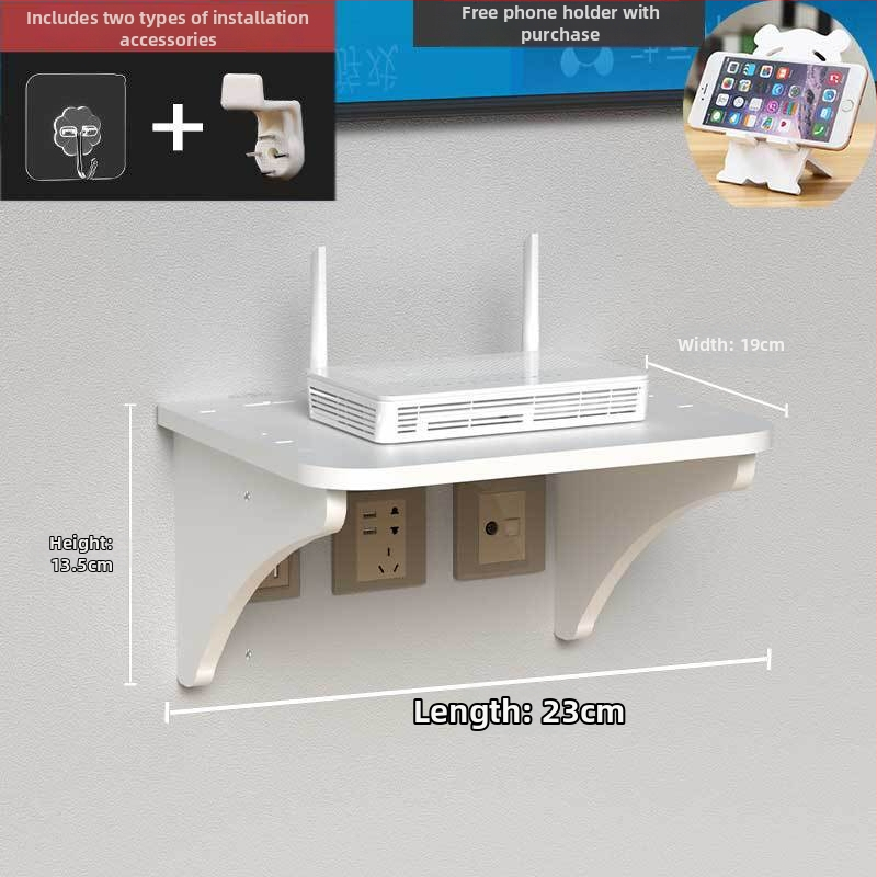 Стелаж за рутер и сет‑топ бокс – стенен монтаж, PVC, модел Uh, прост стил