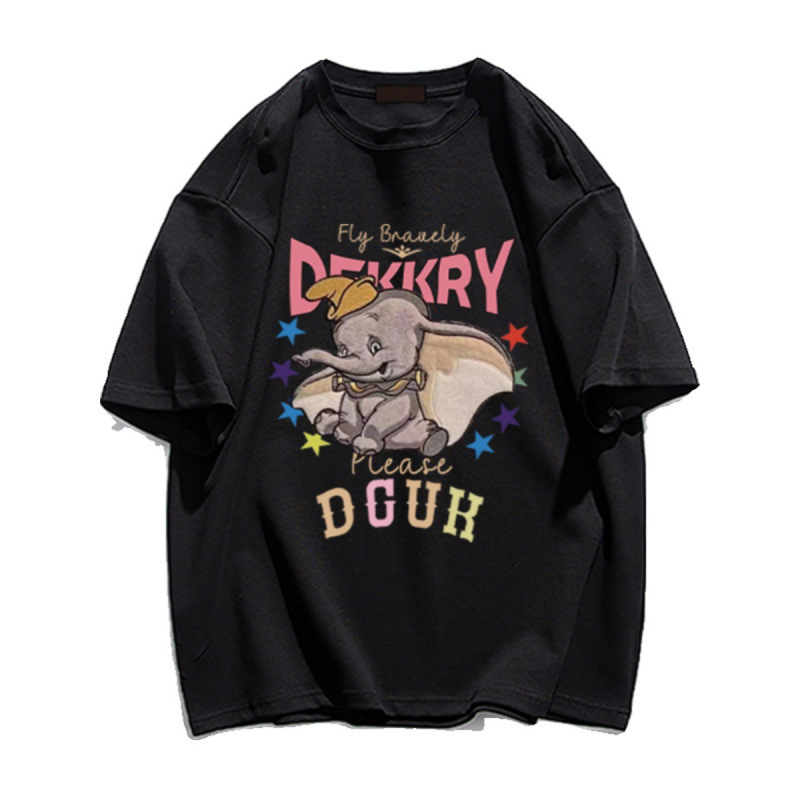 Тениска с къс ръкав, аниме принт, свободна кройка, памук 95%+, кръгла яка