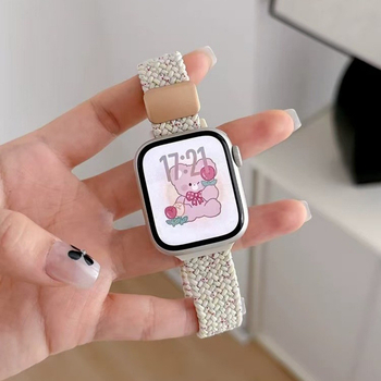 Найлоново плетено каишче за Apple Watch със велкро закопчаване, модерен стил, съвместимо с модели Apple Watch, възможност за персонализирани размери на интерфейса.