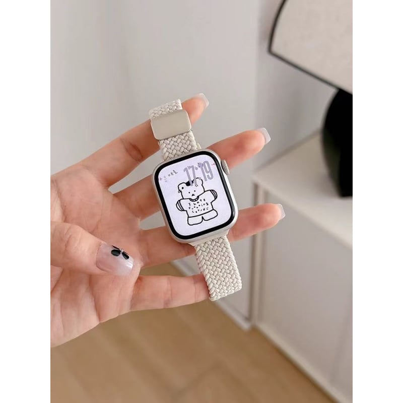 Найлоново плетено каишче за Apple Watch със велкро закопчаване, модерен стил, съвместимо с модели Apple Watch, възможност за персонализирани размери на интерфейса.