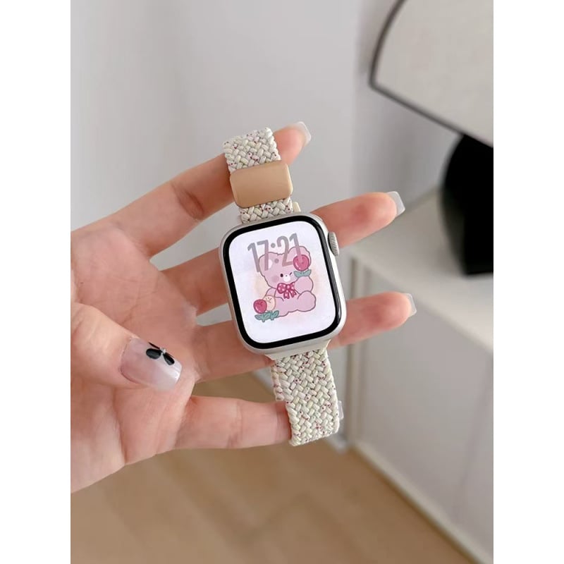 Найлоново плетено каишче за Apple Watch със велкро закопчаване, модерен стил, съвместимо с модели Apple Watch, възможност за персонализирани размери на интерфейса.