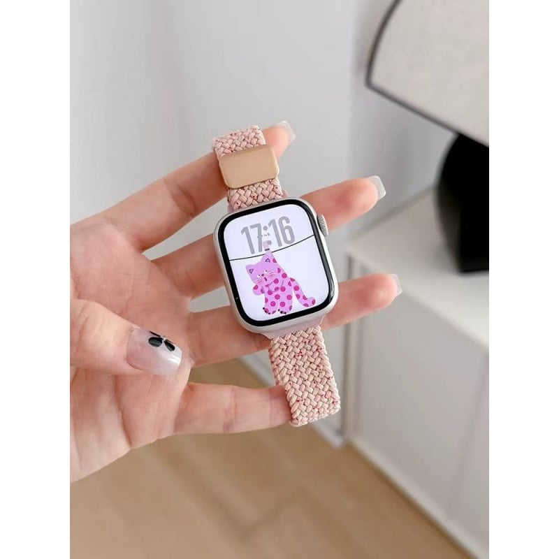 Найлоново плетено каишче за Apple Watch със велкро закопчаване, модерен стил, съвместимо с модели Apple Watch, възможност за персонализирани размери на интерфейса.