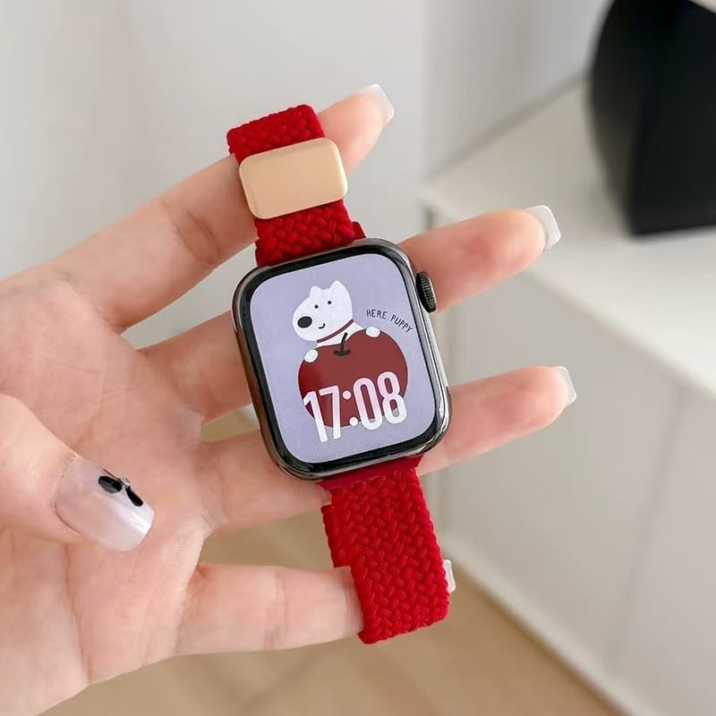 Найлоново плетено каишче за Apple Watch със велкро закопчаване, модерен стил, съвместимо с модели Apple Watch, възможност за персонализирани размери на интерфейса.