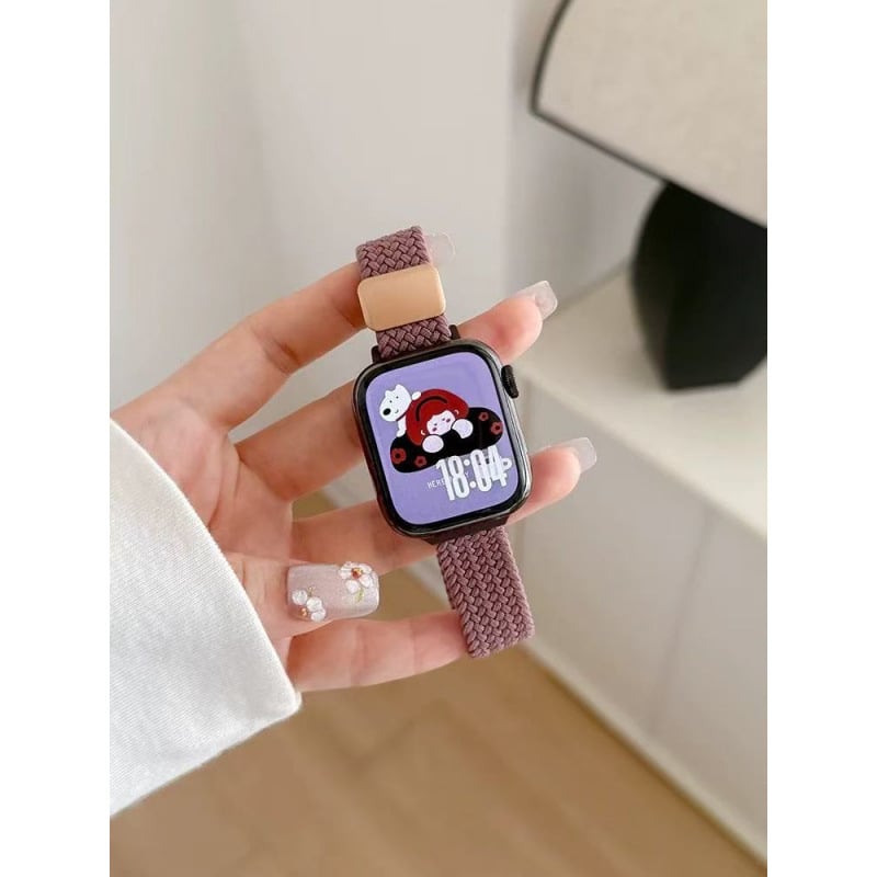 Найлоново плетено каишче за Apple Watch със велкро закопчаване, модерен стил, съвместимо с модели Apple Watch, възможност за персонализирани размери на интерфейса.
