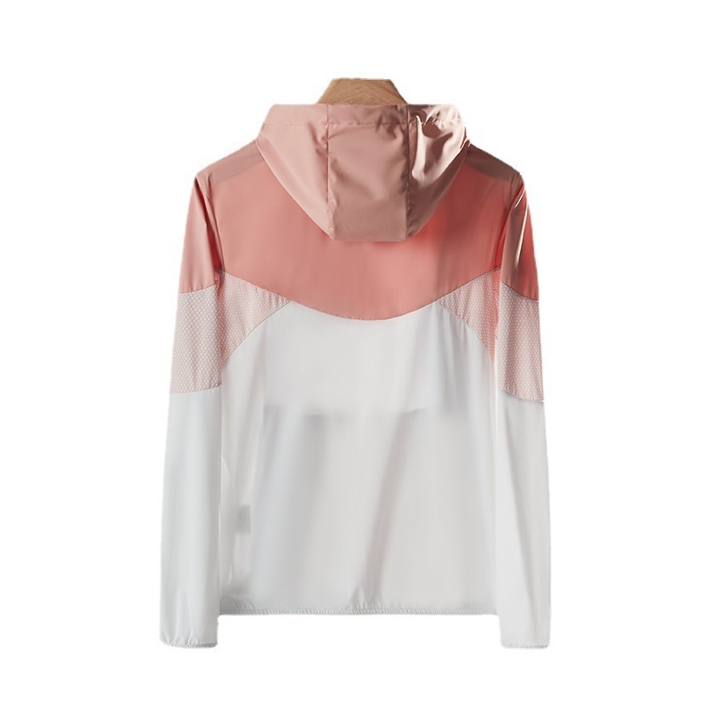 Kültéri szélvédő kabát kontrasztos mintázattal, Ice-Silk anyag, uniszex, kapucnis, légáteresztő, nyár–tavasz